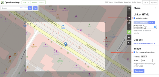 OpenStreeMap Karte einbinden