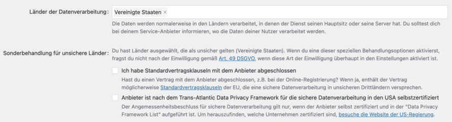 US-Datenverarbeitung in Real Cookie Banner